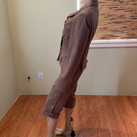 Le Full 2 Piece Wool Blend Pinstripe Suit With Crop Pants And Blazer Size 8-10 - Picture 5 of 12